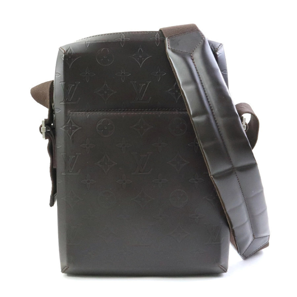 Louis Vuitton Monogram Glac Bobby Leather Crossbody Bag Dark Brown Silver